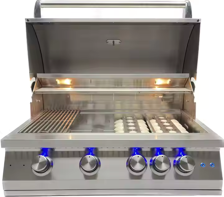 4 Burner Premium Gas Grill with Rear Burner and Built-in Lighting System
