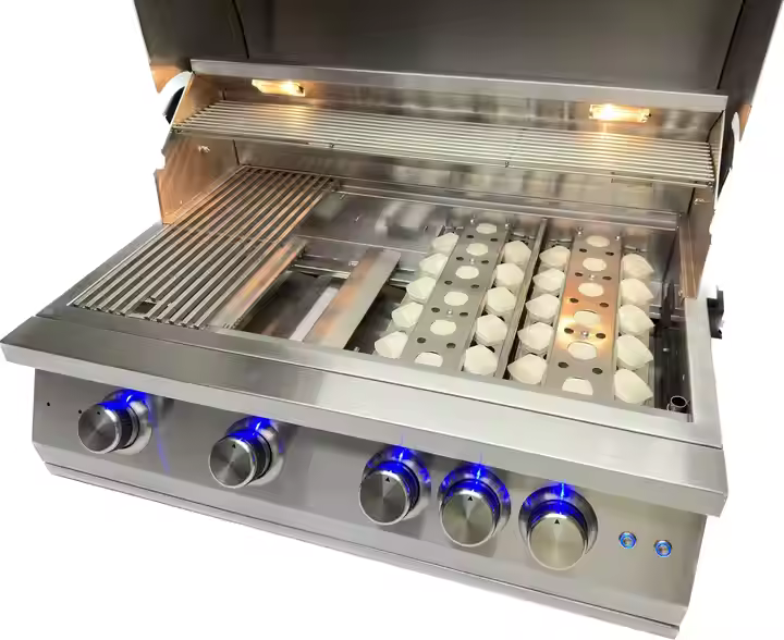 4 Burner Premium Gas Grill with Rear Burner and Built-in Lighting System